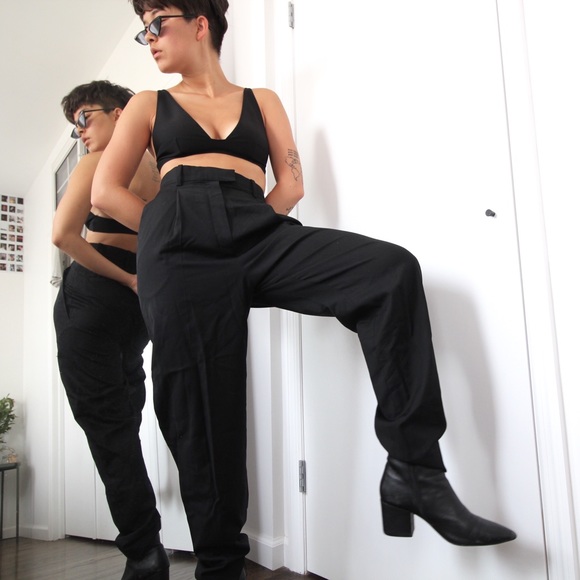 high waist loose trousers